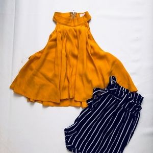 Agaci Golden Ruffle Crop Top w/ Lining